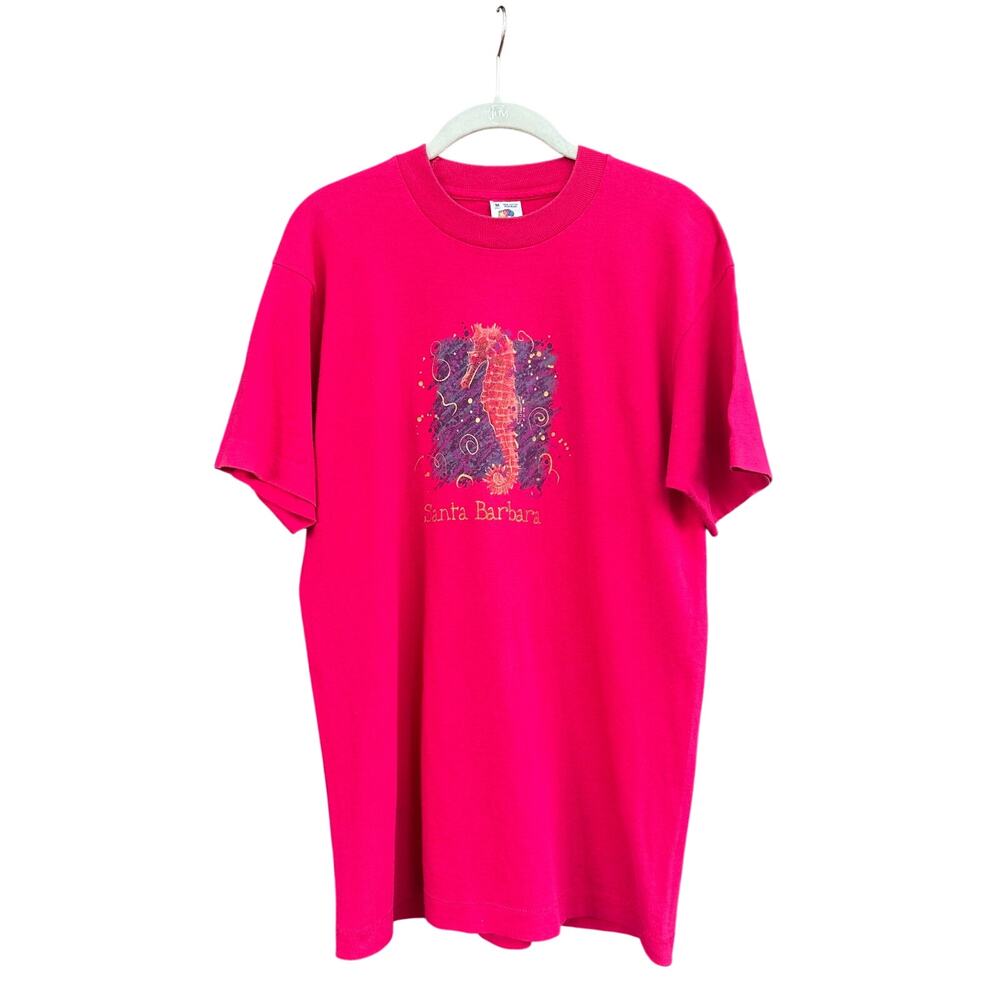 Vintage Santa Barbara Seahorse Single Stitch Tee in Pink